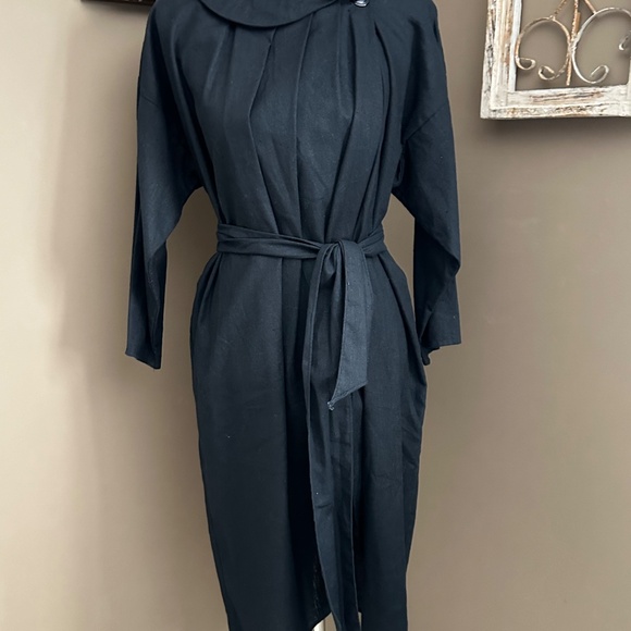 1980's L.A. Passion Lightweight Black Coat, Retro Mid-Century Style, 100% Cotton - Picture 2 of 13